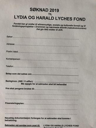 Søknad til Lydia og Harald Lyche Fond 2019